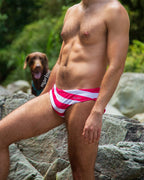 banador acapulco rayas rojas playa traje de bano natacion marine banadores 